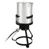 13*32inch Four-Piece Set, Black Round Iron Stove Frame, Silver Aluminum 30qt Turkey Pot 10qt Fish Pot, Gas Fryer