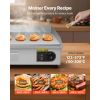 Commercial Electric Griddle, 28.54 x 15.75 in, 2800W, 122-570°F Adjustable Temp Control, Stainless Steel, Half Grooved Half Flat, with 2 Spatulas,