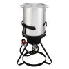 13*32inch Four-Piece Set, Black Round Iron Stove Frame, Silver Aluminum 30qt Turkey Pot 10qt Fish Pot, Gas Fryer