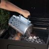 (2 Pack)Charcoal Chimney Starter for Outdoors, with Safety Handle - Silvery