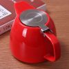 Large Porcelain Teapot Red 900ml (3-4 cups) Stainless Steel Lid and Extra-Fine Infuser Stylish Teapot to Brew Loose Leaf Tea - red