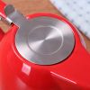 Large Porcelain Teapot Red 900ml (3-4 cups) Stainless Steel Lid and Extra-Fine Infuser Stylish Teapot to Brew Loose Leaf Tea - red