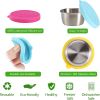 Salad Dressing Containers To Go, 6x1.5 oz Stainless Steel Food Containers with Lids, Small Silicone Dipping Sauce Cups Toddler Snack Containers