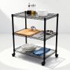 3-Tier Shelving Storage Shelves,Steel Organizer Wire Rack with Wheels,Adjustable Storage Units,23" W x 13" D x 30" H,Black - 1 Pack