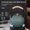 Japanese Style Cast Iron Teapot for Stove Top with Stainless Steel Infuser Loose Leaf Tetsubin Grid Design Blue Tea Kettle 40oz/1200ml - Blue Grid