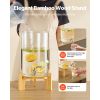 Beverage Dispenser, 2.2 Gallon Drink Dispensers for Parties, Glass Juice Dispenser with Wood Stand, Stainless Steel Spigot, Iced Tea Lemonade Juice