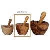 Olive Wood Rustic Mortar and Pestle Set - Handcrafted Wooden Spice Grinder, Herb Crusher and Guacamole Bowl - Medium. 4.5in diameter