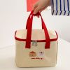 1pc Cartoon Cute Tote Bag, Insulated Lunch Bag, Lunch Box Bag - Bear Toast