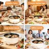 6 Liter Dual-Flavor Electric Shabu Shabu Hot Pot for 3-6 Guests, Non-Stick Coating Stainless Steel Hot Pot with Transparent Steam Vent Lid, Cool