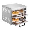 Commercial Pizza Oven Countertop, 14-Inch Double Deck Layer, Stainless Steel Electric Pizza Oven with Stone and Handle, Multipurpose Indoor Pizza
