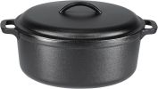 Cast Iron Dutch Oven Pot with Lid and Dual Handles, Oven Safe, Heavy-Duty, 7-Quart, Round, Black - 1 Pack