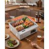 Commercial Electric Griddle, 17.72 x 11.81 inch, 1750W, 122-570°F Adjustable Temp Control, Stainless Steel Countertop Flat Top Grill with 2
