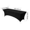 6 Pack Table Cloth for 8FT Rectangular Fitted Events, Wrinkle-Resistant Stretch Black Table Covers, Washable Spandex Tablecloth Protector, for