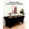 10 Pack Table Cloth for 6FT Rectangular Fitted Events, Wrinkle-Resistant Stretch Black Table Covers, Washable Spandex Tablecloth Protector, for