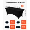10 Pack Table Cloth for 6FT Rectangular Fitted Events, Wrinkle-Resistant Stretch Black Table Covers, Washable Spandex Tablecloth Protector, for