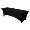 6 Pack Table Cloth for 8FT Rectangular Fitted Events, Wrinkle-Resistant Stretch Black Table Covers, Washable Spandex Tablecloth Protector, for