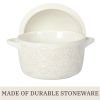 1QT Cocotte Casserole Baking Dish with Lid, Stoneware, Vintage Lace, Linen - 1 Pack