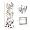 3-Tier Fruit Basket Stand with Adjustable Heights - Black