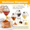 1pc Honey Dispenser, No Drip Maple Syrup Dispenser, Honey Comb Shaped Honey Pot, Honey Jar With Storage Stand, 8oz Capacity - Transparent