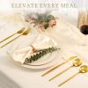 40-piece gold and silver cutlery set, 8-person stainless steel cutlery set, food-grade knives, forks and spoons. - 40-piece set