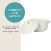 1QT Cocotte Casserole Baking Dish with Lid, Stoneware, Vintage Lace, Linen - 1 Pack