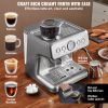Espresso Machine with Grinder, 15 Bar Semi-Automatic Espresso Coffee Maker with Milk Frother Steam Wand, Removable Water Tank & Pressure Gauge for