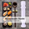 1pc Sushi Maker Set - Quick and Easy DIY Rice Mold Bazooka Roller Kit with Vegetable and Meat Rolling Tool - White