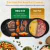 2 in 1 Electric Hot Pot with BBQ Grill Cooker 2200W Smokeless Non-Stick Korean BBQ Grill Shabu Hot Pot with Independent Temperature Control 5 Gears