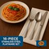 16-Piece Luxury Premium Silverware Dinnerware Tableware Set for Home - Stainless Steel Flatware Service for 4 with Forks, Knives, Spoons, and