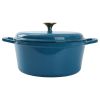 4.75qt Oven-Safe Cast Iron Ceramic Enamel Round Dutch Oven, Blue - 1 Pack