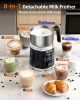 IAGREEA 8-in-1 Large Electric Milk Frother and Steamer, Detachable Frother Maker Machine, Auto Hot & Cold Foam, Easy Knob Control for Latte or Hot