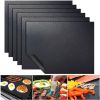5pcs Non-stick BBQ Grill Mat Baking Mat BBQ Tools Cooking Grilling Sheet Heat Resistance Easily Cleaned Kitchen Tools, 15.75*12.99inch - Black -