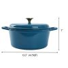 4.75qt Oven-Safe Cast Iron Ceramic Enamel Round Dutch Oven, Blue - 1 Pack