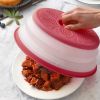 1pc Kitchen Foldable Microwave Food Cover, Fresh-Keeping Reusable Proof Clear Refrigerator Preservation Lid - Rose Red