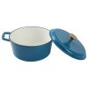 4.75qt Oven-Safe Cast Iron Ceramic Enamel Round Dutch Oven, Blue - 1 Pack