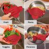 Kitchen Snap N Strain Pot Strainer and Pasta Strainer - Adjustable Silicone Clip On Strainer for Pots, Pans, and Bowls - red