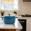 4.75qt Oven-Safe Cast Iron Ceramic Enamel Round Dutch Oven, Blue - 1 Pack