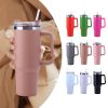 30OZ Straw Coffee Insulation Cup With Handle Portable Car Stainless Steel Water Bottle LargeCapacity Travel BPA Free Thermal Mug - 1PC - 30oz Light