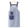 1pc Polyester Cotton Apron, Cute Rabbit Ears Apron, Adjustable Strap And Large Pockets Apron, Kitchen Cooking Baking Bib Apron, Chef Apron - Grey