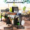 3 Burner Propane Gas Grill with Side Burner Barbecue Grill with Shelves, 37,000 BTU Output, 310 sq.in. Cooking Area