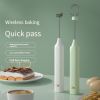 Egg Beater Electric Handheld Rotary Egg Whisk Coffee Frothing Wand Cappuccino Frother Mixer USB Portable Kitchen Tools - White