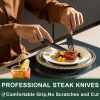 24-Piece Black Silverware Set with Steak Knives, Black Flatware Set for 4, Food-Grade Stainless Steel Tableware Cutlery Set, Mirror Finished