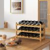 3-Tier Bamboo Freestanding Countertop Wine Bottle Organizer - Natural