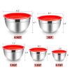 Mixing Bowls with Lids Set of 5, Stainless Steel Mixing Bowls Metal Nesting Salad Bowls, Size 4.5, 3, 1.5, 1, 0.7 QT Great for Cooking, Baking,
