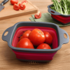 1pc Silicone Folding Drain Basket Fruit Vegetable Washing Basket Foldable Strainer Colander Collapsible Drainer Kitchen Storage Tool - Orange -