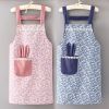 1pc Polyester Cotton Apron, Cute Rabbit Ears Apron, Adjustable Strap And Large Pockets Apron, Kitchen Cooking Baking Bib Apron, Chef Apron - Grey