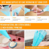 This 32-piece piping bag and nozzle set includes 24 royal icing nozzles, 2 reusable 12-inch piping bags, reusable icing bags and nozzles, and a