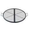 X-Marks Fire Pit Grill Grate, Foldable Round Cooking Grate, Heavy Duty Steel Campfire BBQ Grill Grid with Handle and Support X Wire, Portable