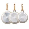 Frying Pan Skillet, Aluminum Egg Fry Pans, 3 Piece (8, 9.5, 11 in), Nonstick Ceramic Heavy-Duty Skillets with Heat-Resistant Handle, Chef's Kitchen