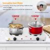 Cooking electric heating plate, 2-burner electric stove, 2000 watt portable electric stove, glass stove, easy to clean, suitable for